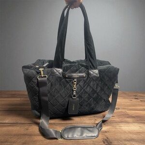 Joan & David Black Quilted Duffel Bag